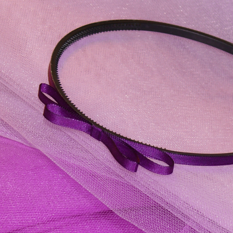 Fialová úzká čelenka s mašlí