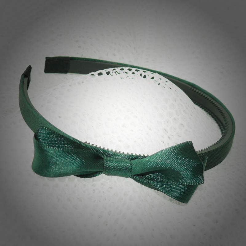 Tmavě zelená čelenka s mašlí