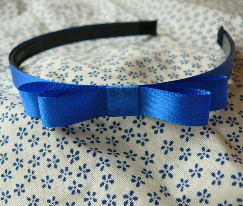 Královsky modrá čelenka s mašlí