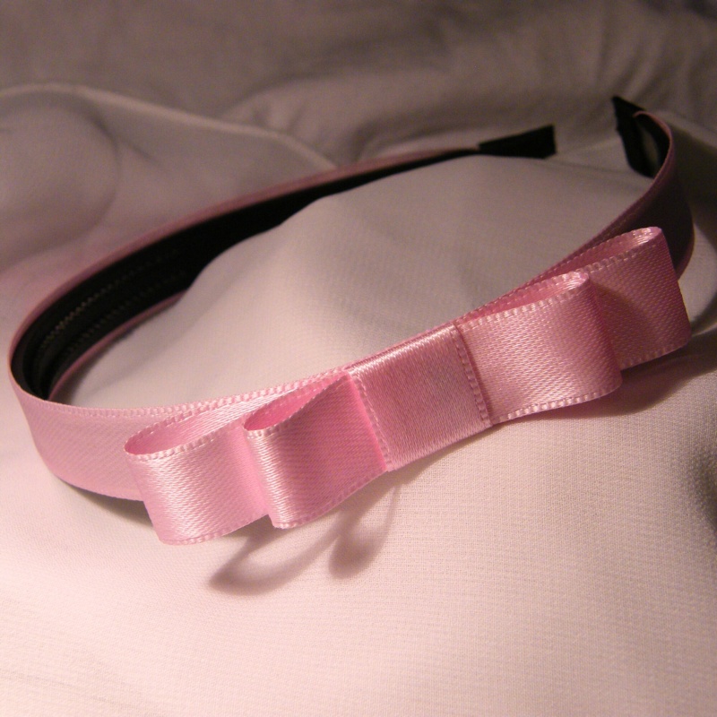 Světle růžová čelenka s mašlí