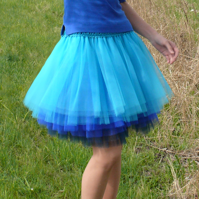 Tyrkysovo-modrá tylová sukně
