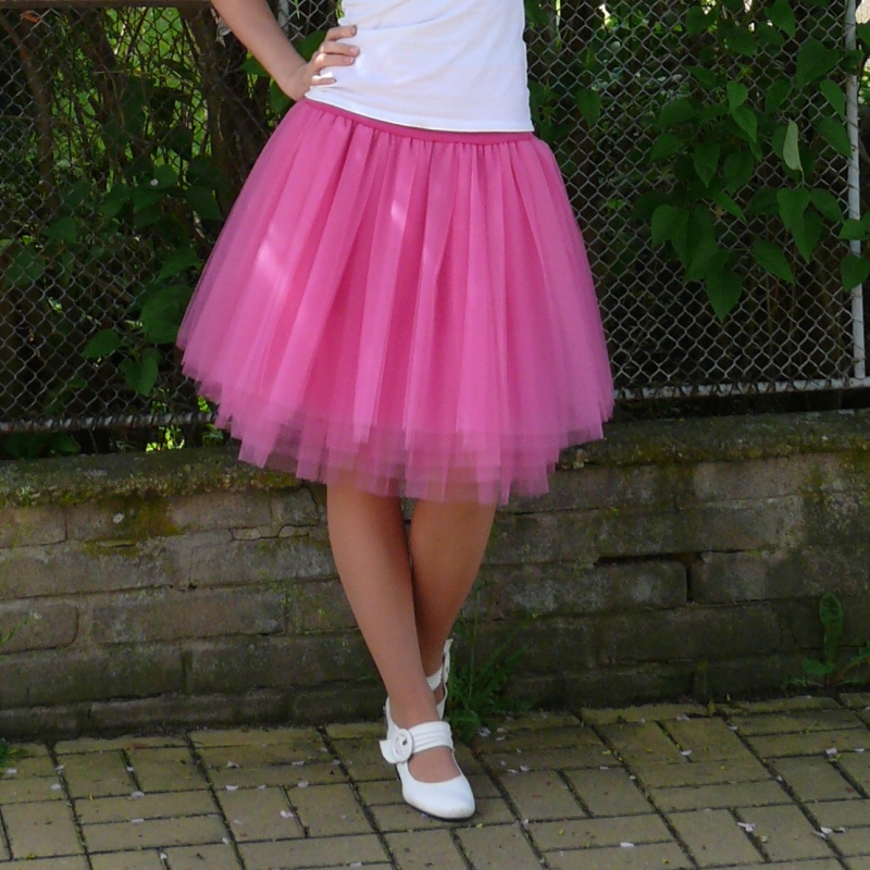 Růžová tylová sukně