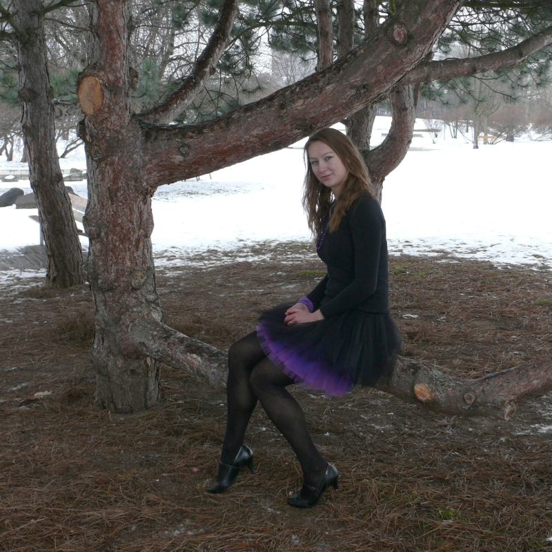 Černo-fialová tylová sukně