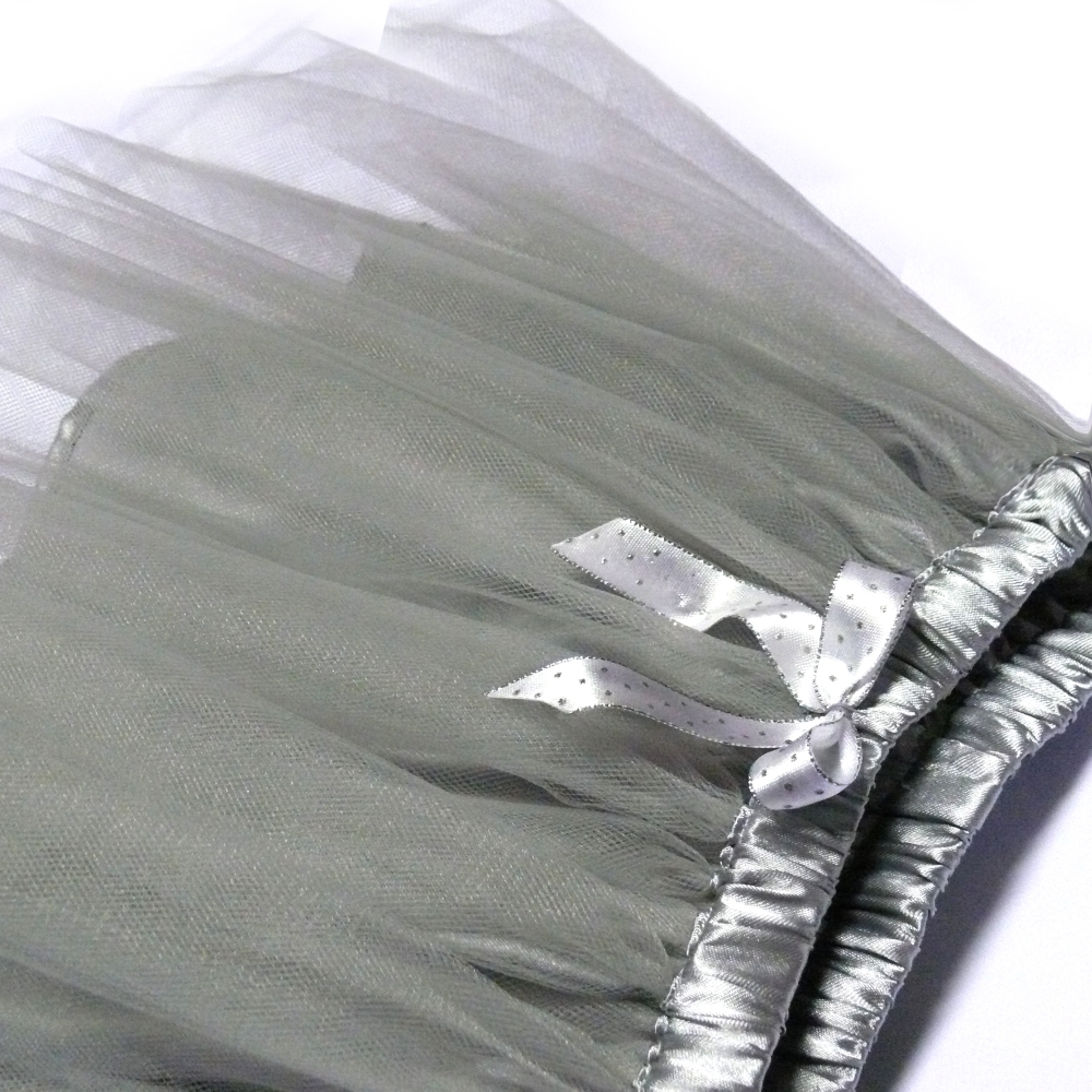 Šedá tylová sukně s puntíkovanou mašlí - dětská