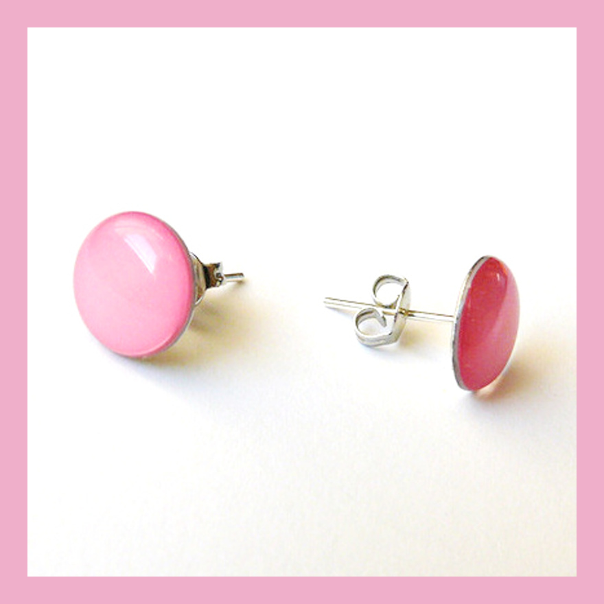 Sada peckových náušnic - světle růžová