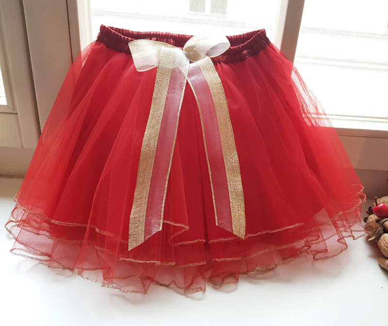 Červená vánoční tylová sukně - dětská