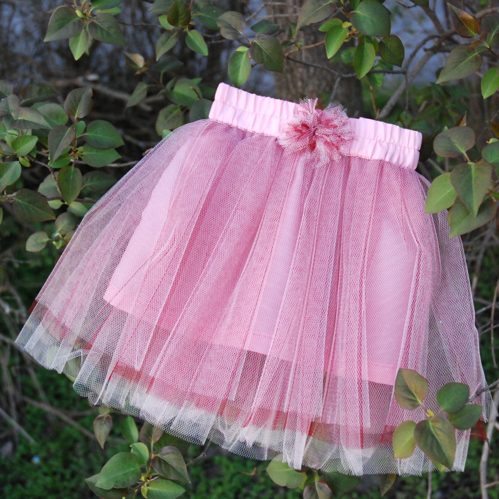 Červeno-růžová tylová sukně - dětská