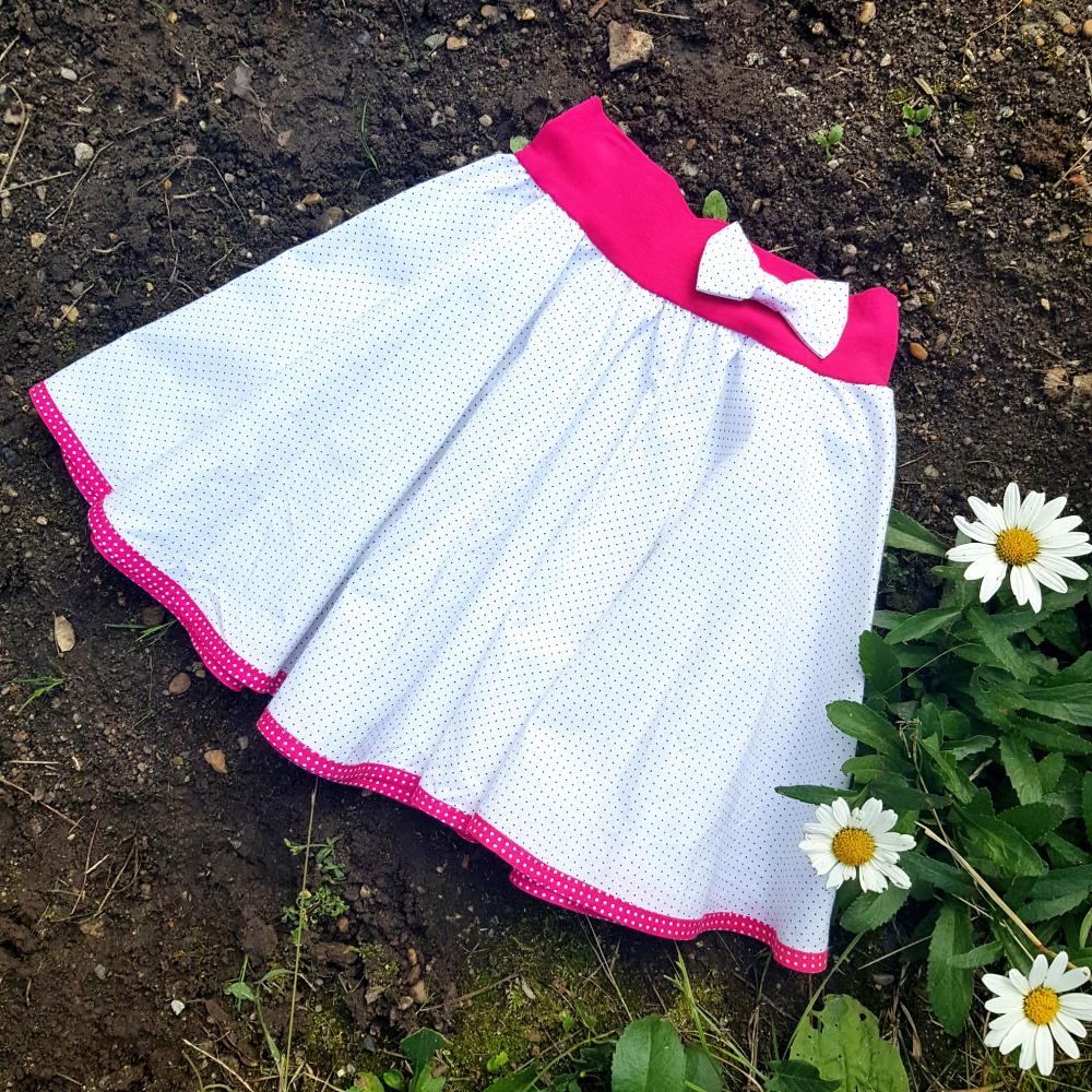 Bílo-růžová tečkovaná sukně - dívčí