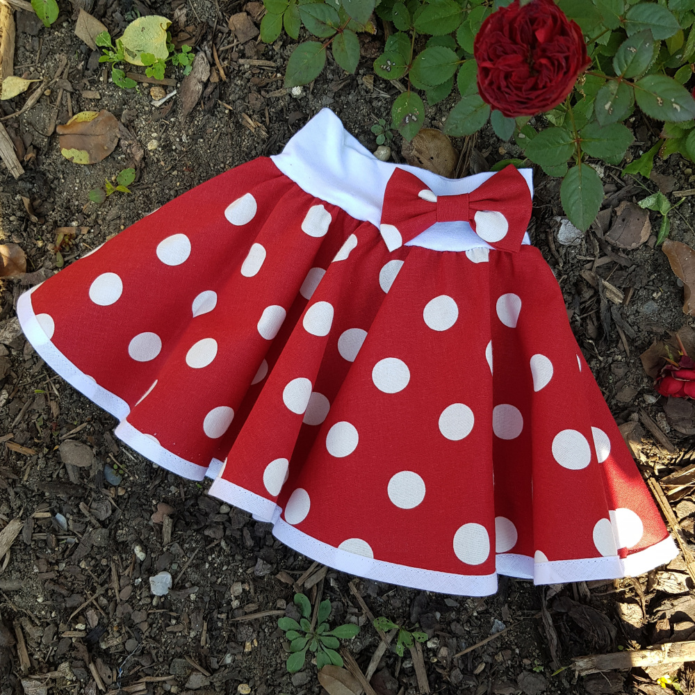 Červená sukně s bílými puntíky - dětská