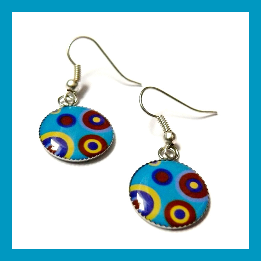 Náušnice modro-hnědé retro