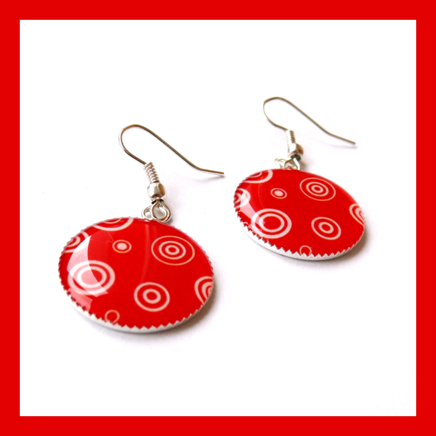 Náušnice s červenými kolečky