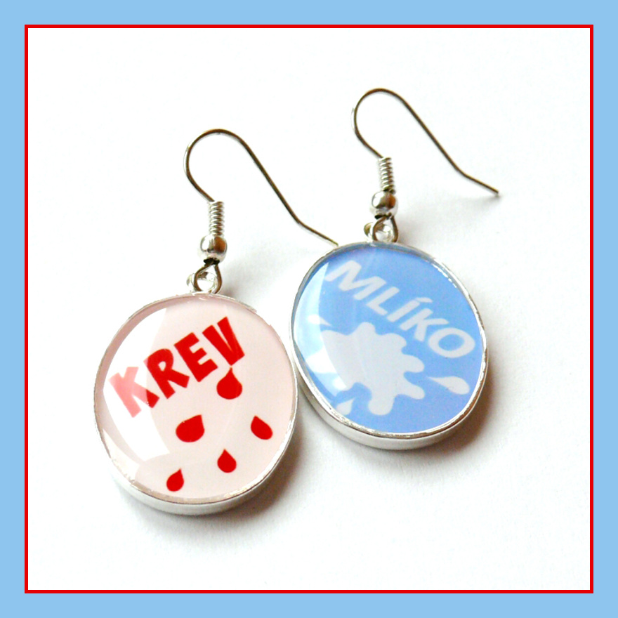 Náušnice "krev a mlíko"