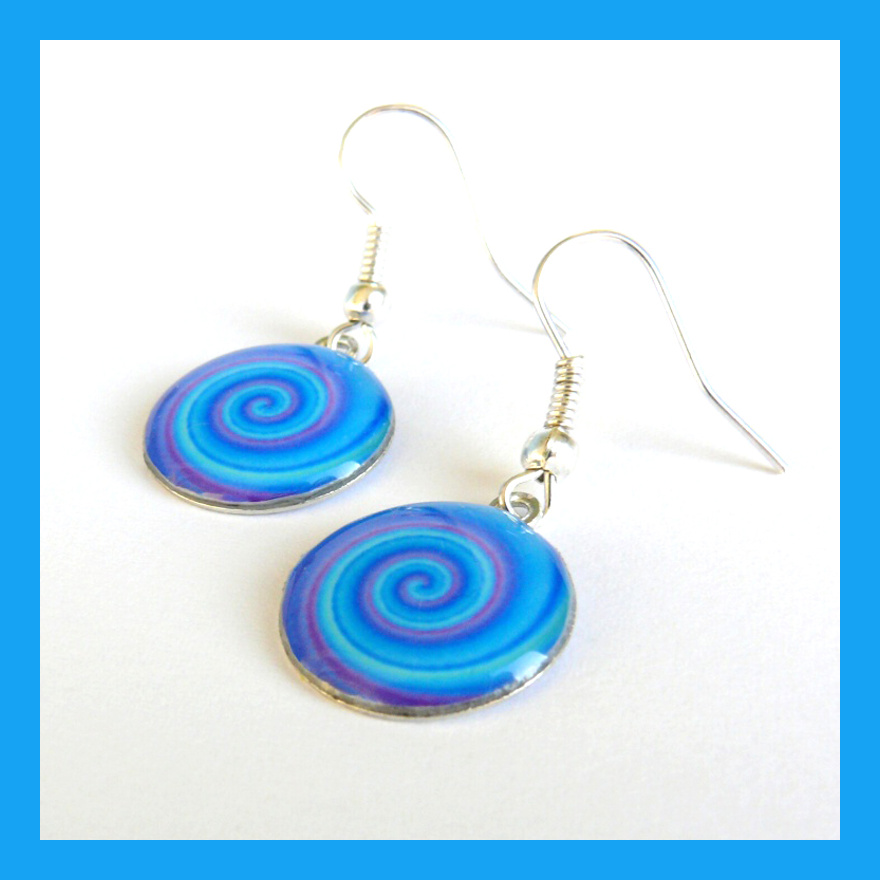 Náušnice s modrou spirálou