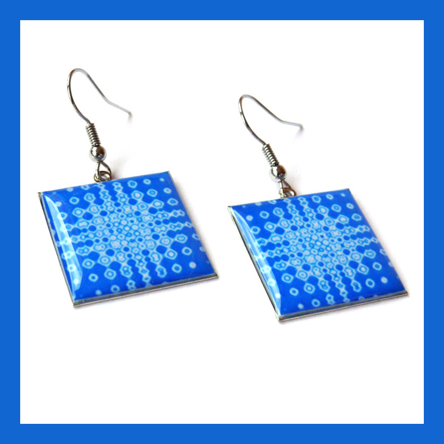 Náušnice modré čtverce