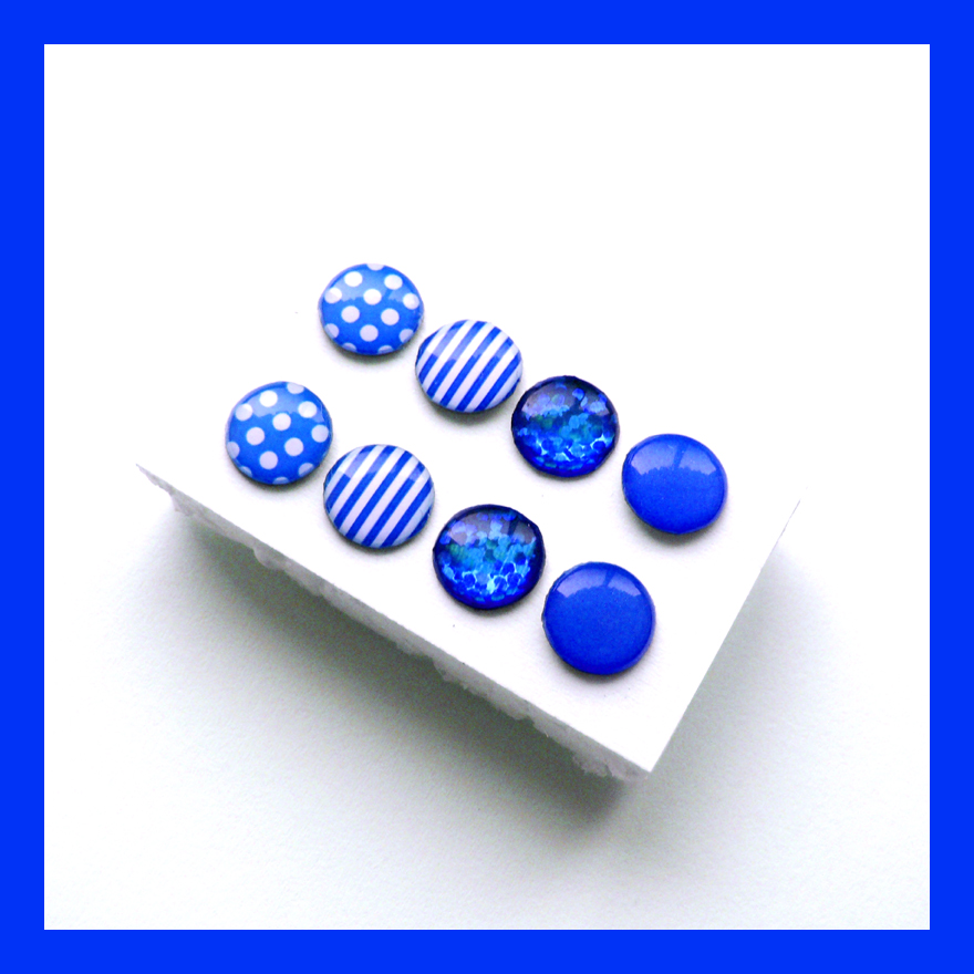 Sada peckových náušnic - modrá