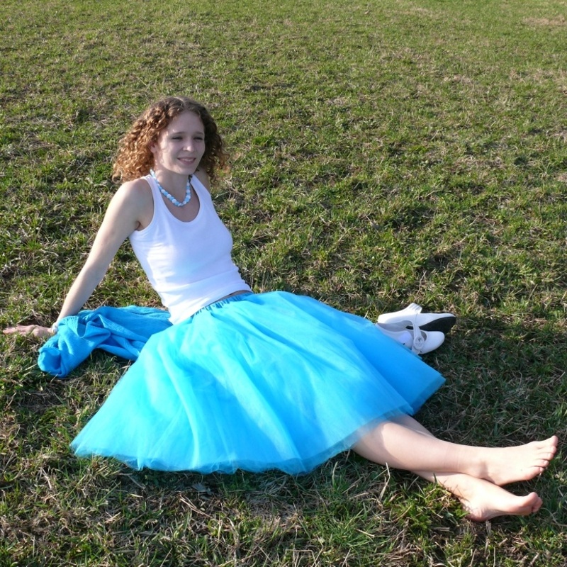 Tyrkysová tylová sukně