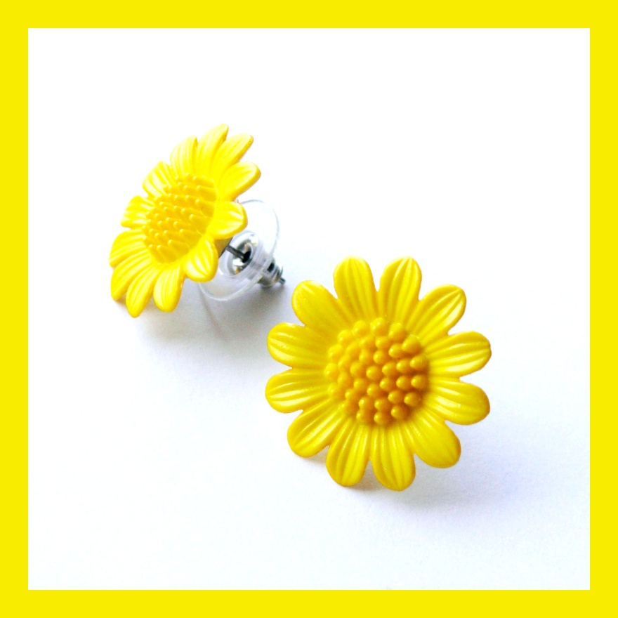 Žluté retro náušnice