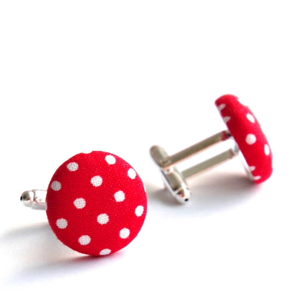 Manžetové knoflíčky červené s puntíky