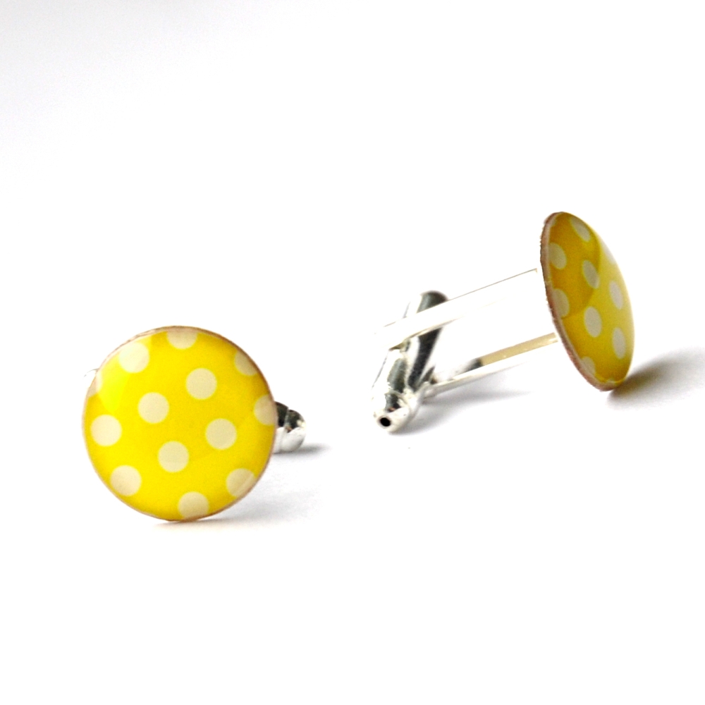 Manžetové knoflíčky žluté puntíkované