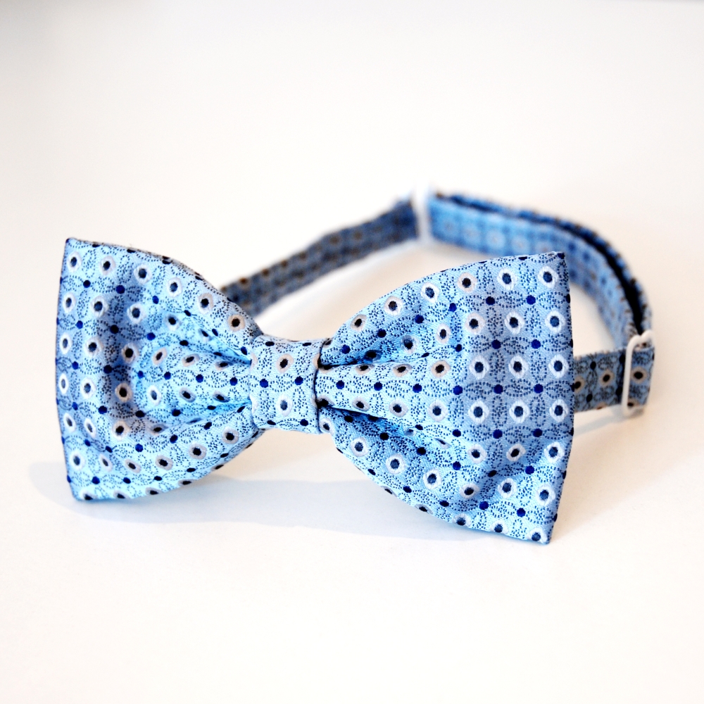 Šedomodrý motýlek s tečkami z hedvábí