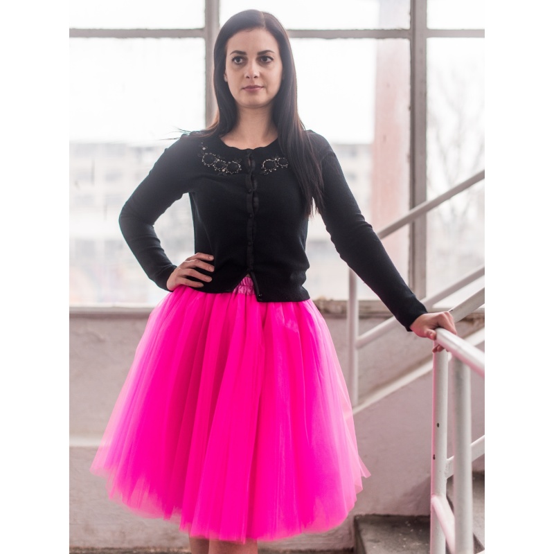 Sytě růžová tylová sukně
