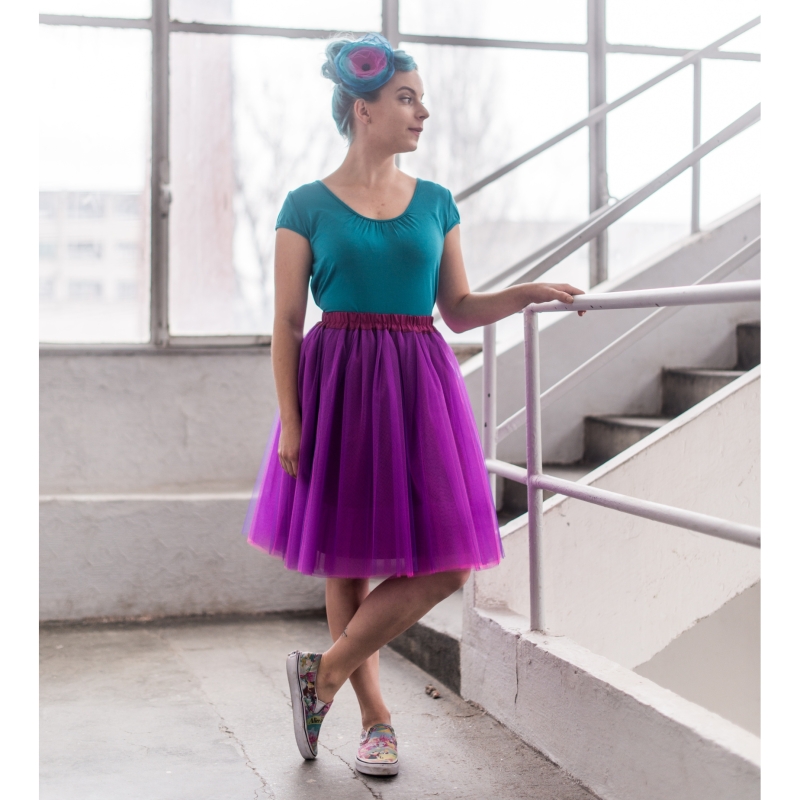 Fuchsiová tylová sukně