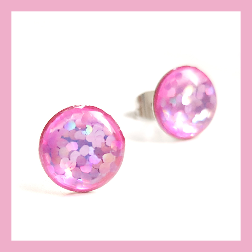 Sada peckových náušnic - světle růžová