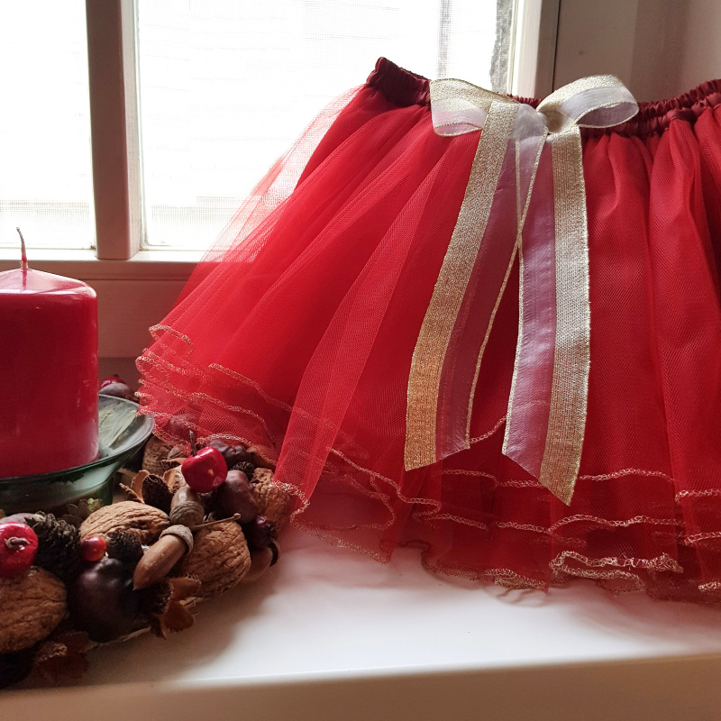 Červená vánoční tylová sukně - dětská