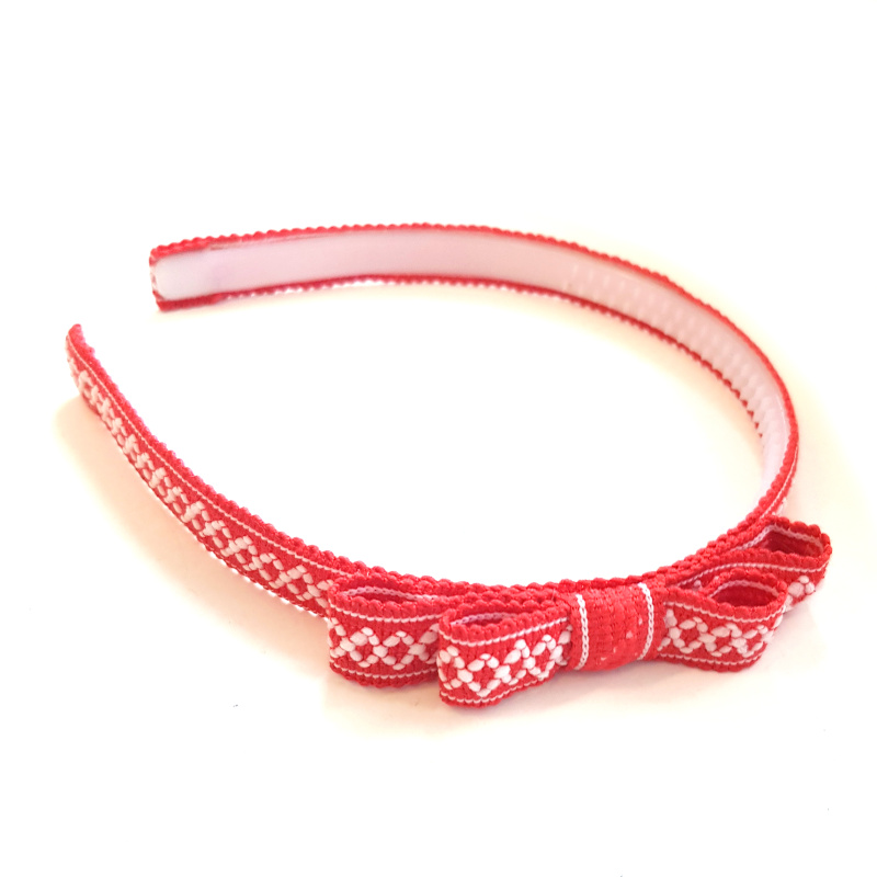 Červená retro čelenka s mašlí