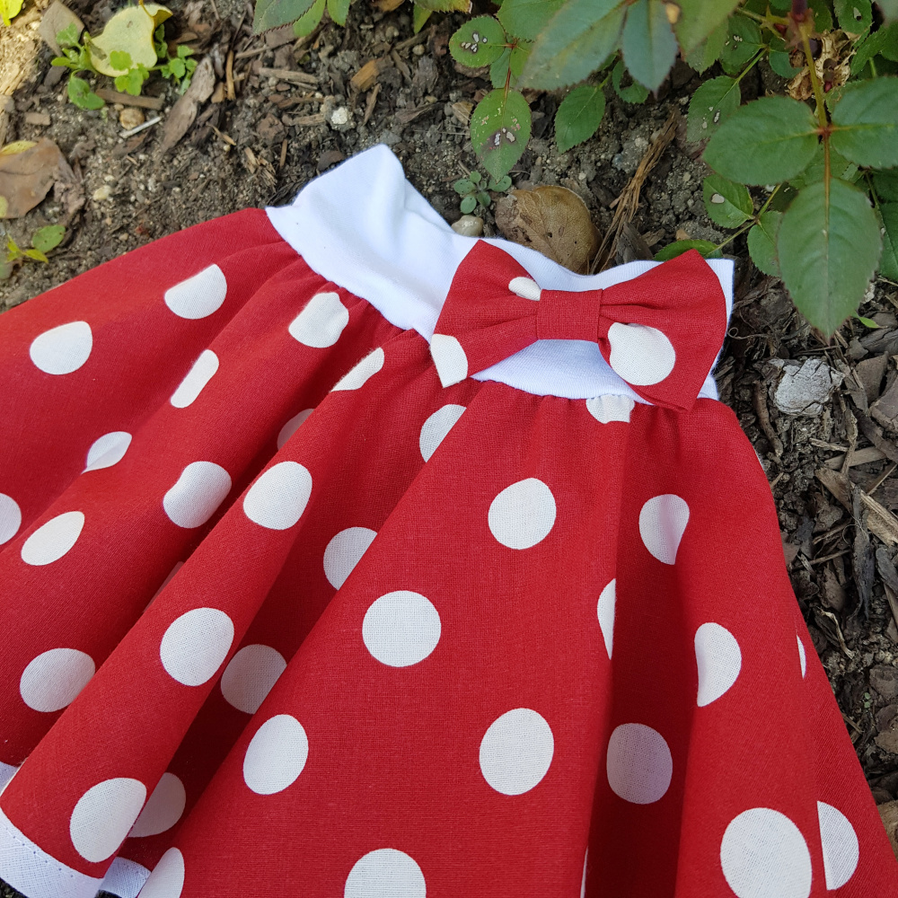 Červená sukně s bílými puntíky - dětská