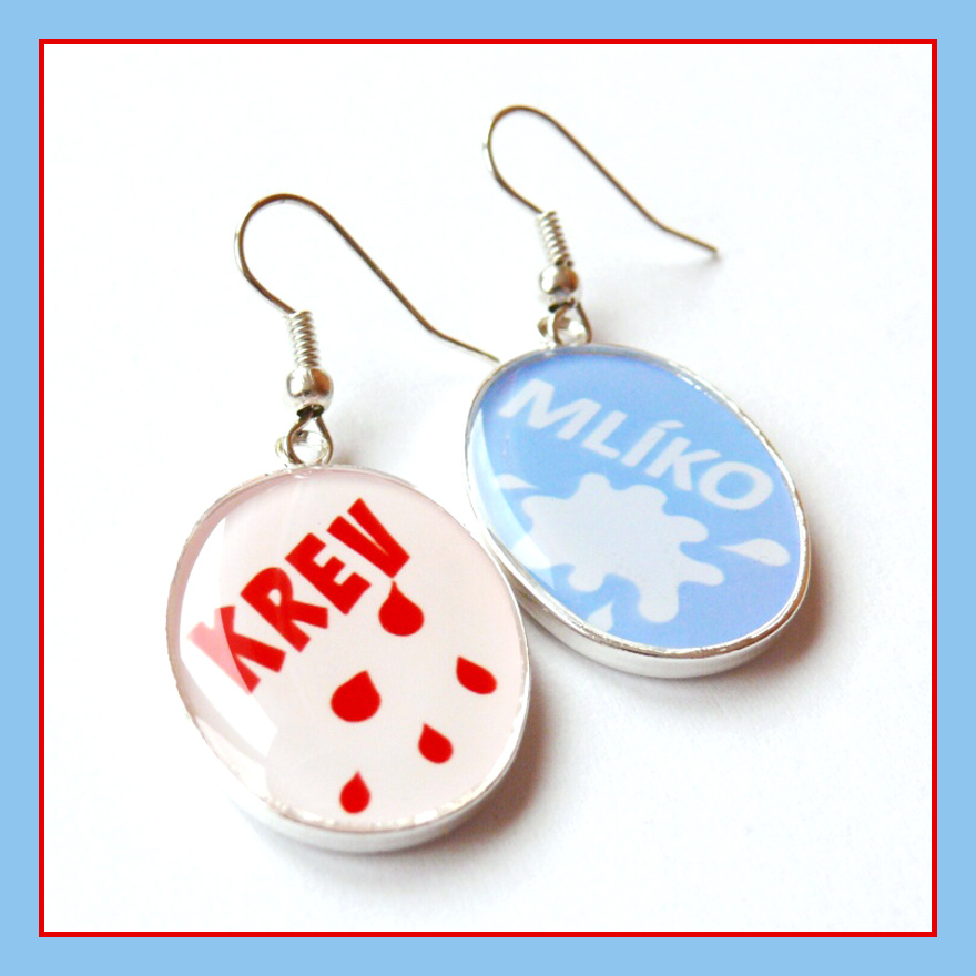 Náušnice "krev a mlíko"