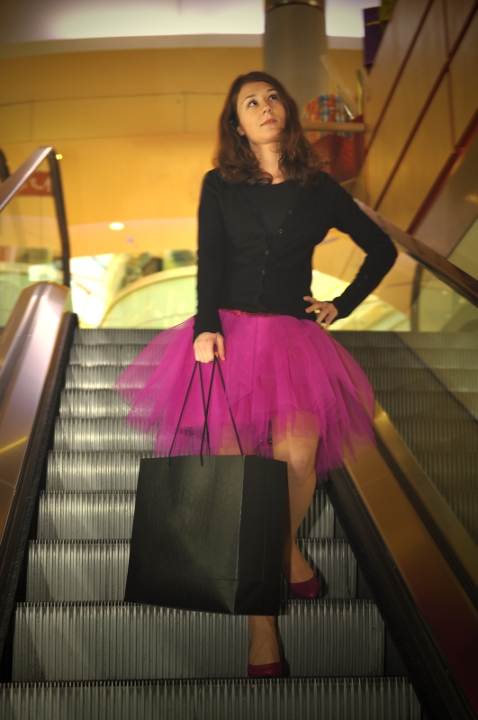 Sytě růžová tylová sukně