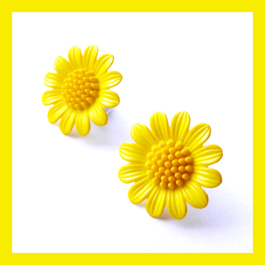 Žluté retro náušnice