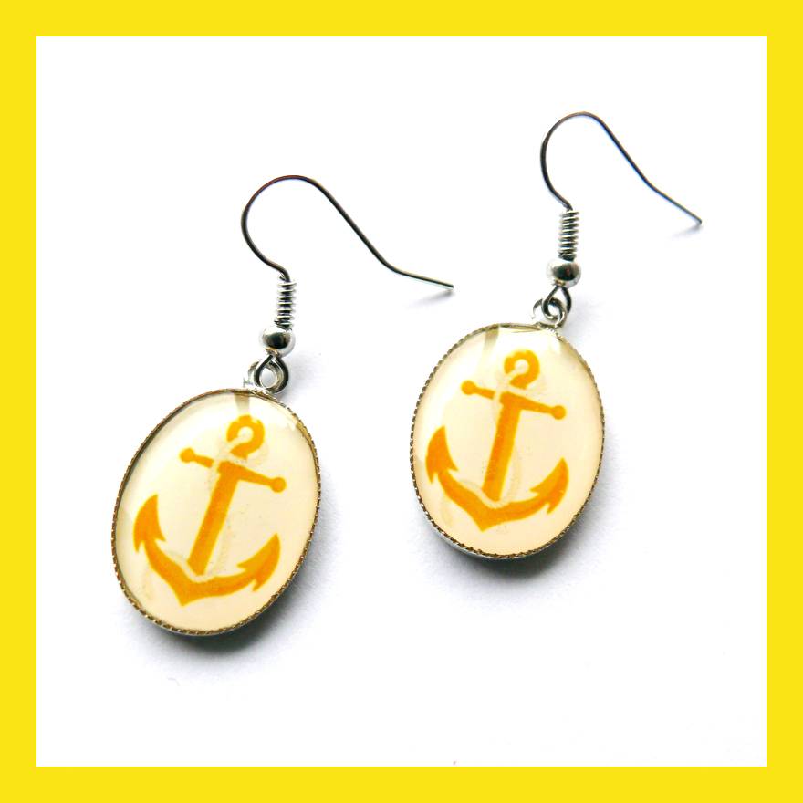 Náušnice se žlutou kotvou