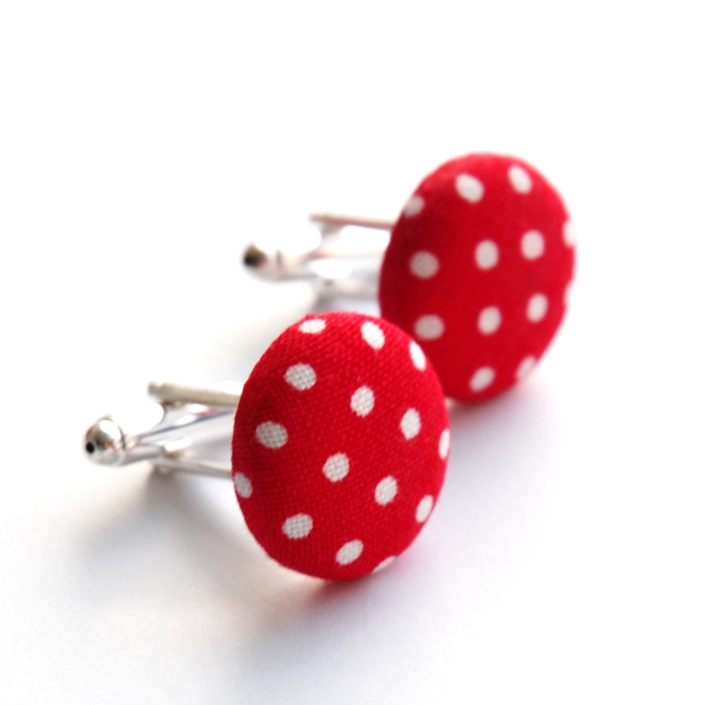 Manžetové knoflíčky červené s puntíky