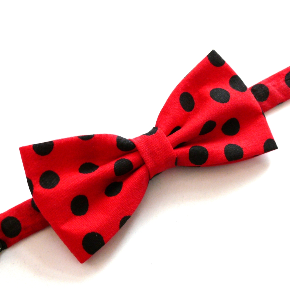 Červený motýlek s černými puntíky