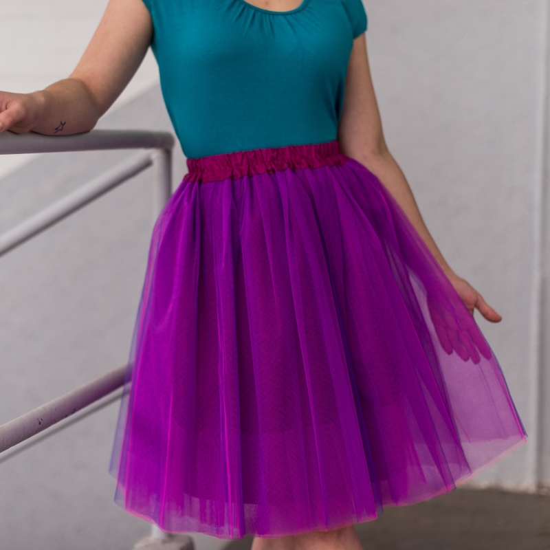 Fuchsiová tylová sukně