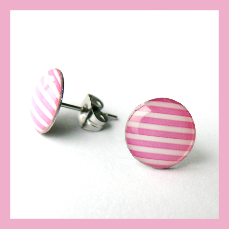 Sada peckových náušnic - světle růžová