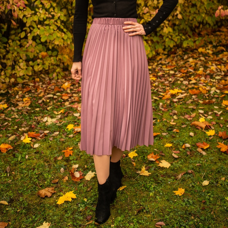Starorůžová plisovaná sukně