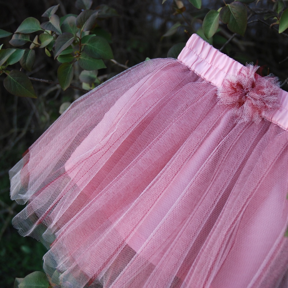 Červeno-růžová tylová sukně - dětská