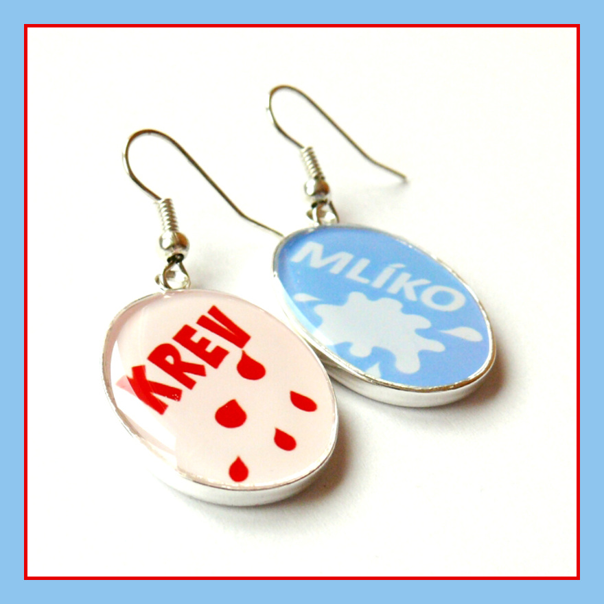 Náušnice "krev a mlíko"
