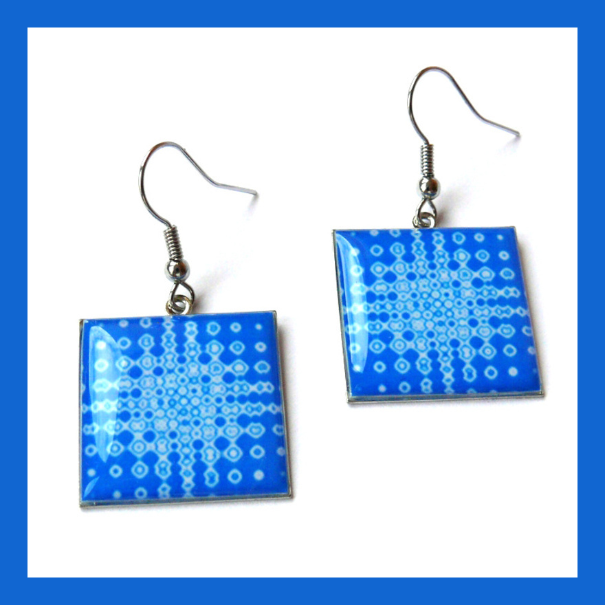 Náušnice modré čtverce