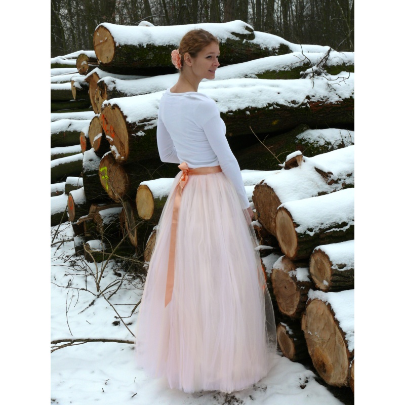 Tylová sukně pleťové barvy