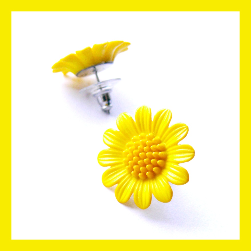 Žluté retro náušnice