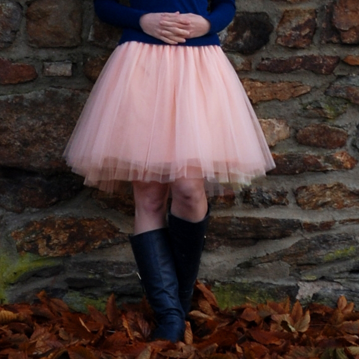 Pleťová tylová sukně