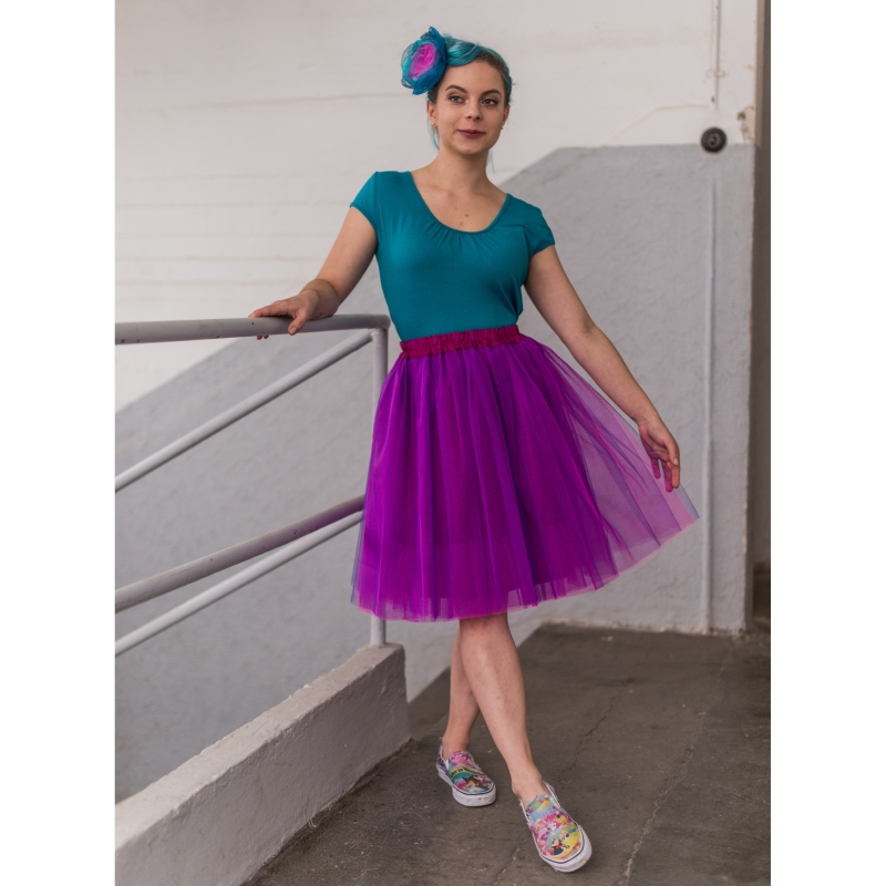 Fuchsiová tylová sukně