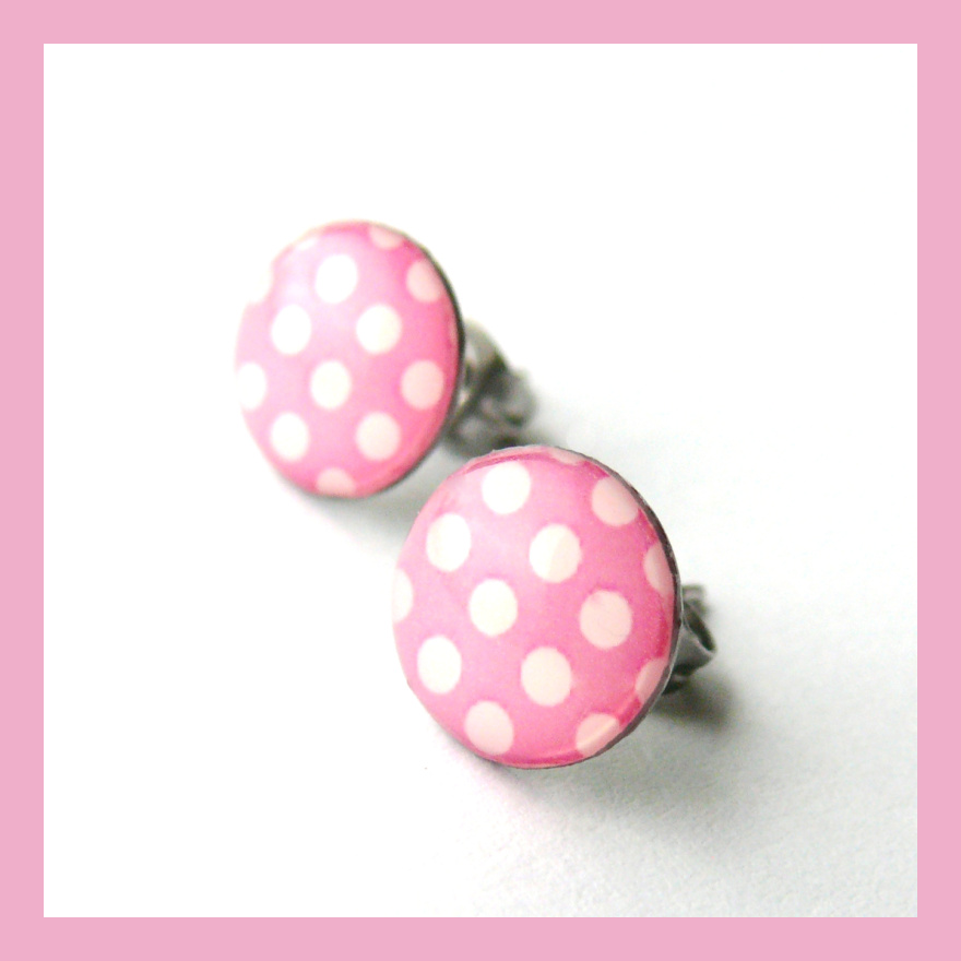 Sada peckových náušnic - světle růžová