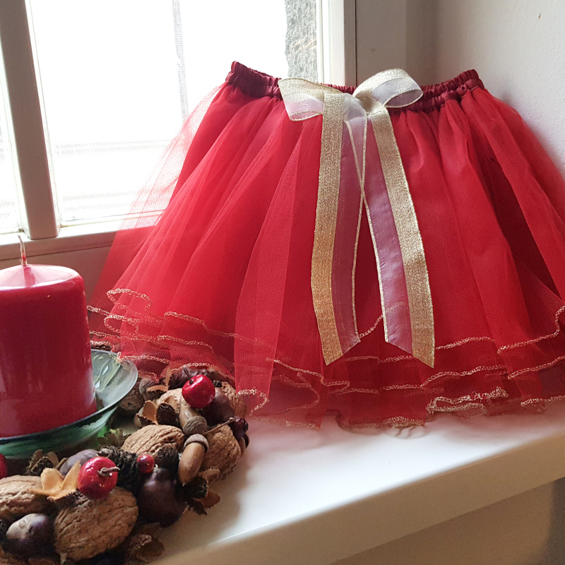 Červená vánoční tylová sukně - dětská