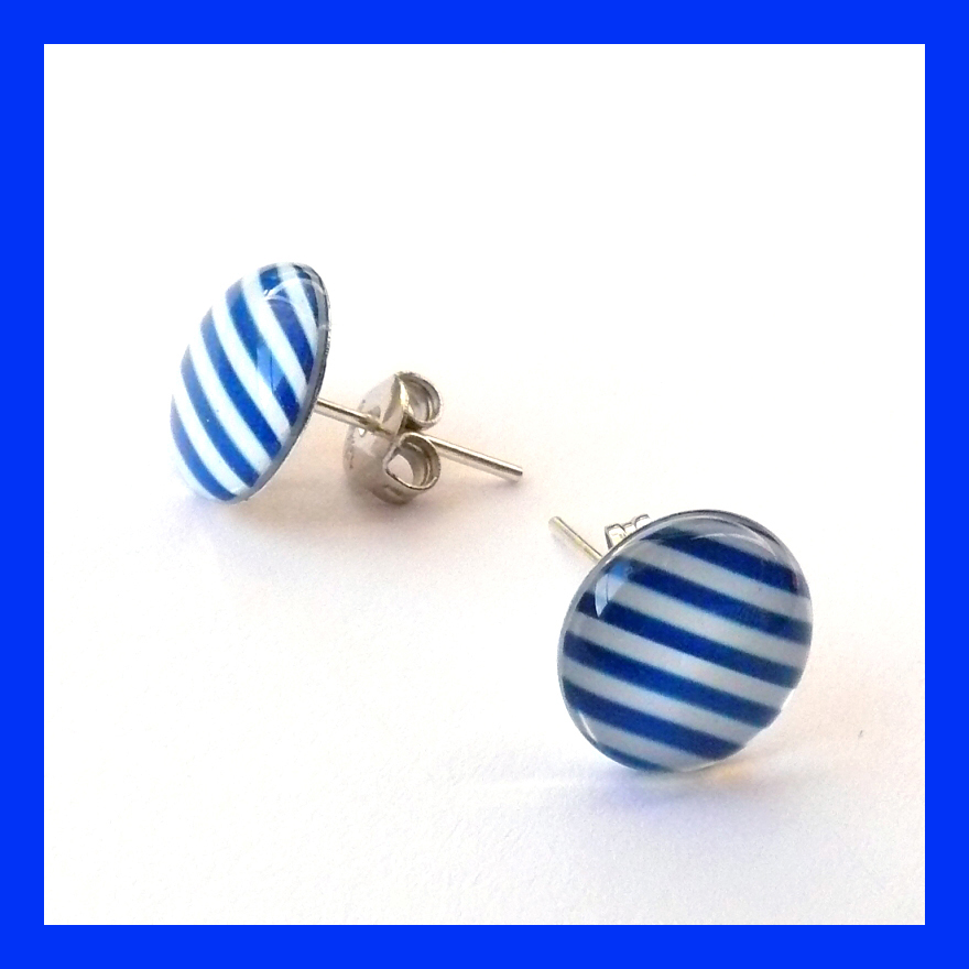 Sada peckových náušnic - modrá