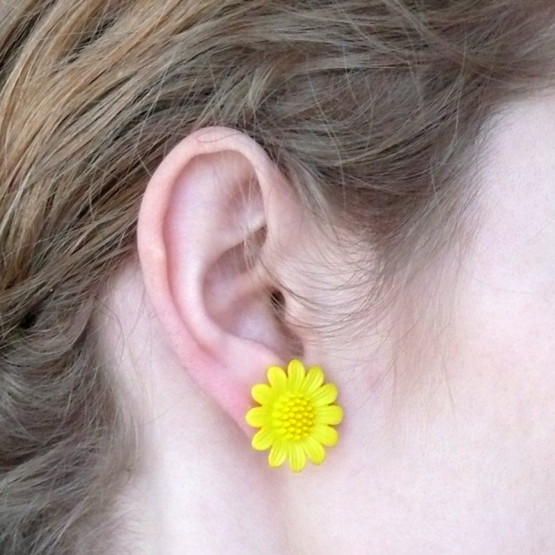 Žluté retro náušnice